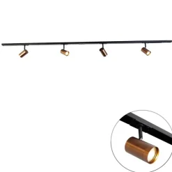 QAZQA Smartes 1-Phasen-Schienensystem inkl. 4 WiFi GU10 Dunkelbronze - Jeana