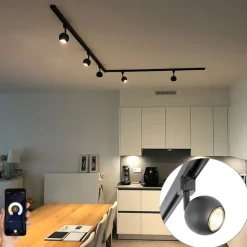 QAZQA Smartes 1-phasiges Schienensystem inkl. 5 WLAN GU10 schwarz - Iconic Gissi