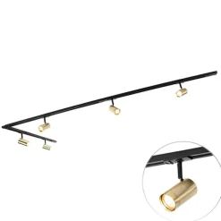 QAZQA Smartes Schienensystem schwarz mit Gold 1-phasig 5-leuchtmittel inkl. Wifi GU10 - Iconic Jeana