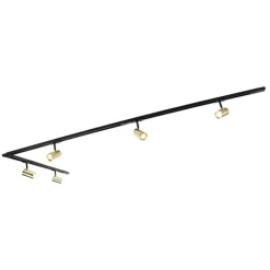 QAZQA Smartes Schienensystem schwarz mit Gold 1-phasig 5-leuchtmittel inkl. Wifi GU10 - Iconic Jeana