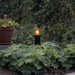 QAZQA Stehende Außenleuchte schwarz mit Rauchschirm 30 cm IP44 - Odense