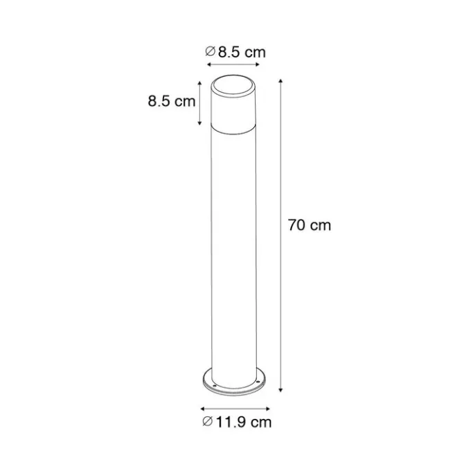QAZQA Stehende Außenleuchte schwarz mit Opalschirm 70 cm - Odense