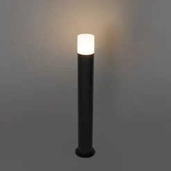 QAZQA Stehende Außenleuchte schwarz mit Opalschirm 70 cm - Odense