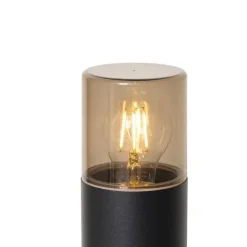 QAZQA Stehende Außenleuchte schwarz mit Rauchschirm 50 cm - Odense