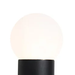 QAZQA Stehende Außenleuchte schwarz mit Opalglas 50 cm IP44 - Huma