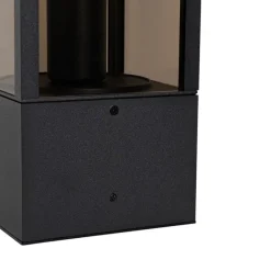 QAZQA Stehende Außenleuchte schwarz mit Rauch 40 cm IP44 - Charlois