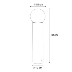 QAZQA Stehende Außenleuchte schwarz mit Opalglas 80 cm IP44 - Huma