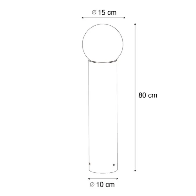 QAZQA Stehende Außenleuchte schwarz mit Opalglas 80 cm IP44 - Huma