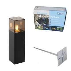 QAZQA Stehende Außenleuchte schwarz mit Rauchglas 30 cm - Dänemark