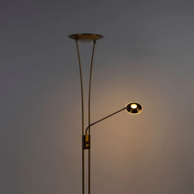 QAZQA Stehlampe Bronze inkl. LED mit Lesearm - Ibiza