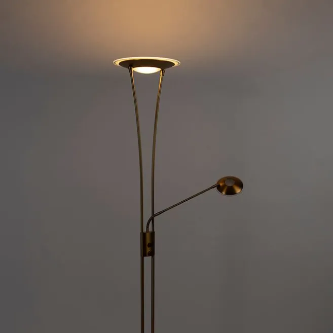 QAZQA Stehlampe Bronze inkl. LED mit Lesearm - Ibiza