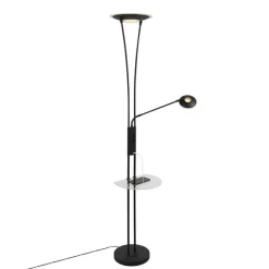 QAZQA Stehlampe schwarz mit Lesearm inkl. LED und USB-Anschluss - Sevilla