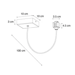 QAZQA Stromzufuhr mit quadratischer Montageplatte für 1-phasige Schiene schwarz - Iconic
