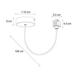 QAZQA Stromzufuhr mit runder Montageplatte für 1-phasige Schiene weiß - Iconic