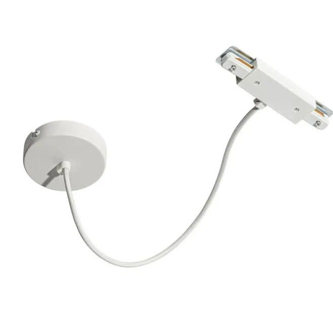 QAZQA Stromzufuhr mit runder Montageplatte für 1-phasige Schiene weiß - Iconic