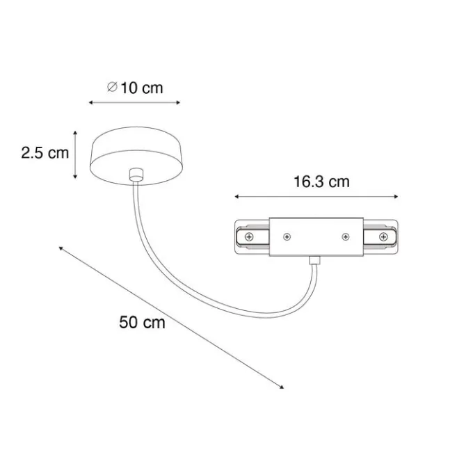 QAZQA Stromzufuhr mit runder Montageplatte für 1-phasige Schiene weiß - Iconic