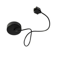 QAZQA Stromzufuhr mit runder Montageplatte für 1-phasige Schiene schwarz - Iconic