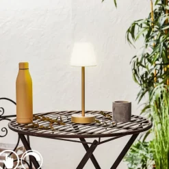 Newgarden Tischleuchte aus Messing inkl. LED wiederaufladbar mit Touchdimmer - Renata