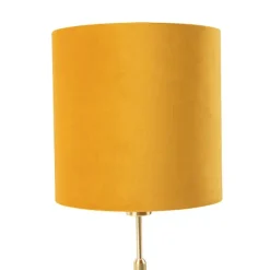 QAZQA Tischleuchte gold / messing mit veloursschirm gelb 25 cm - Parte