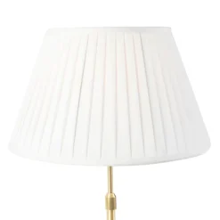 QAZQA Tischleuchte gold / messing mit plissiertem Schirm creme 35 cm - Parte