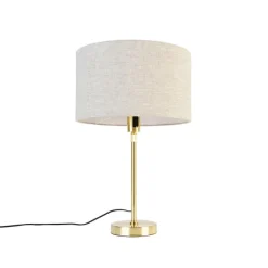 QAZQA Tischleuchte gold verstellbar mit Schirm hellgrau 35 cm - Parte