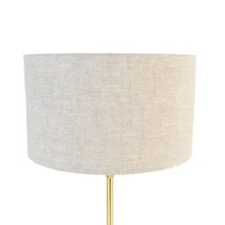 QAZQA Tischleuchte gold verstellbar mit Schirm hellgrau 35 cm - Parte