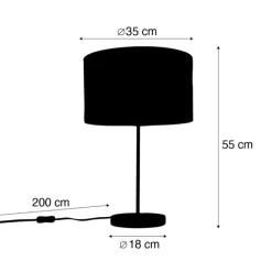 QAZQA Tischleuchte Messing mit Samtschirm Taupe 35cm - Kaso