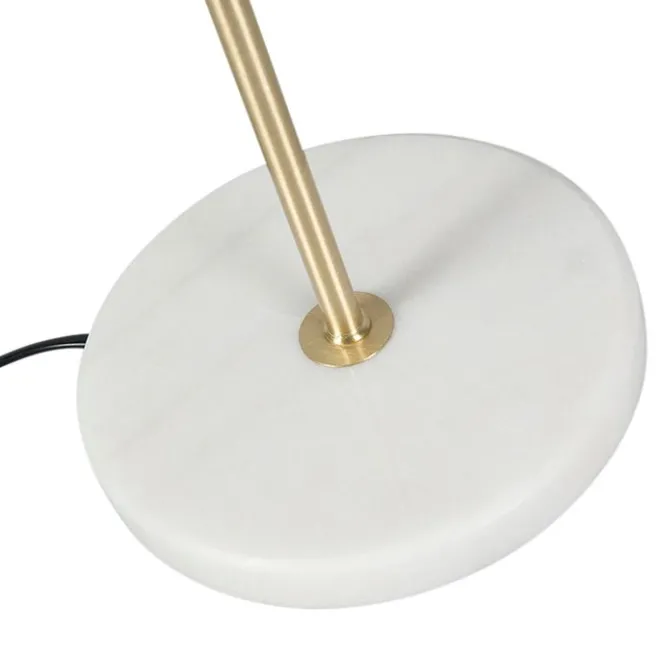 QAZQA Tischleuchte Messing mit Samtschirm Taupe 35cm - Kaso