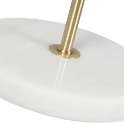 QAZQA Tischleuchte Messing mit Samtschirm Taupe 35cm - Kaso