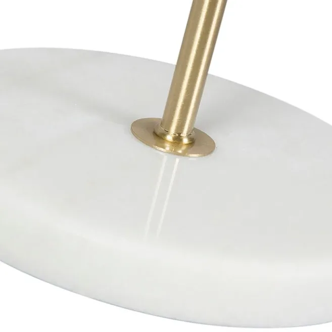 QAZQA Tischleuchte Messing mit Samtschirm Taupe 35cm - Kaso