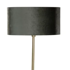 QAZQA Tischleuchte Messing mit ovalem Samtschirm Grün 35cm - Simplo