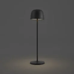 QAZQA Tischleuchte schwarz inkl. LED, wiederaufladbar mit Ladestation IP65 - Raika