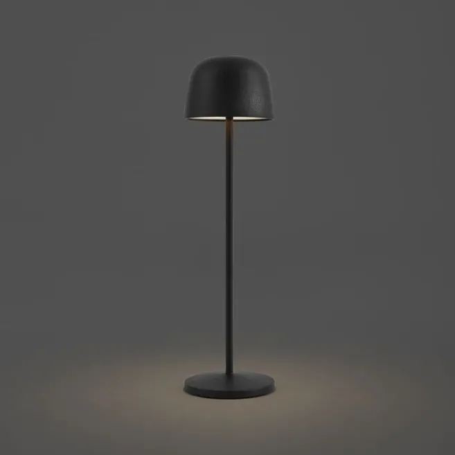 QAZQA Tischleuchte schwarz inkl. LED, wiederaufladbar mit Ladestation IP65 - Raika