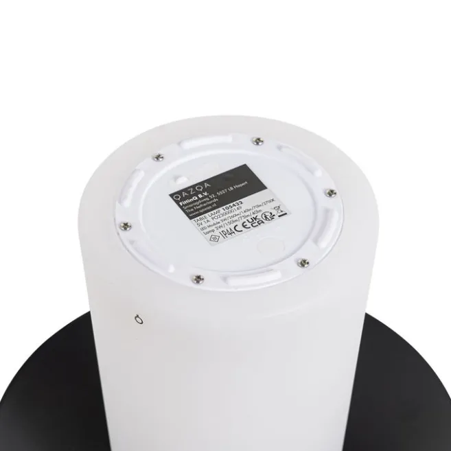 QAZQA Tischleuchte schwarz inkl. LED 3-stufig dimmbar wiederaufladbar - Ivan