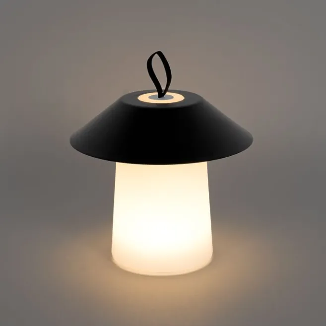 QAZQA Tischleuchte schwarz inkl. LED 3-stufig dimmbar wiederaufladbar - Ivan