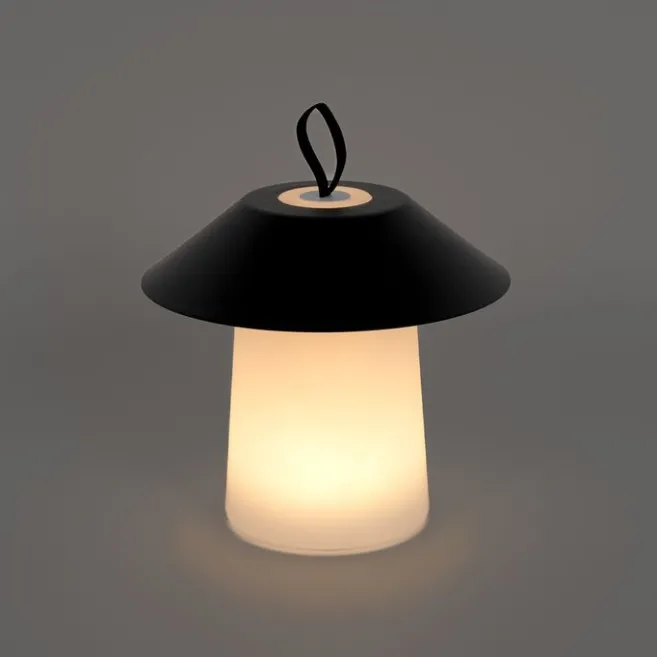 QAZQA Tischleuchte schwarz inkl. LED 3-stufig dimmbar wiederaufladbar - Ivan