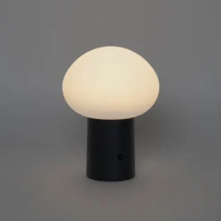 QAZQA Tischleuchte schwarz inkl. LED 3-stufig dimmbar wiederaufladbar - Louise