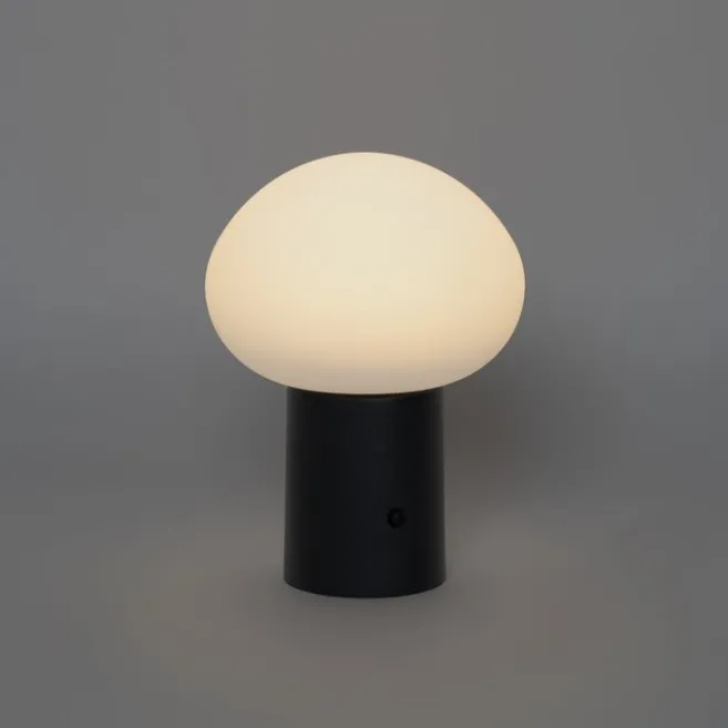 QAZQA Tischleuchte schwarz inkl. LED 3-stufig dimmbar wiederaufladbar - Louise