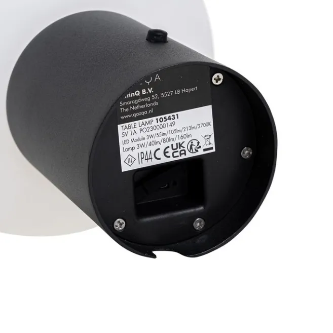 QAZQA Tischleuchte schwarz inkl. LED 3-stufig dimmbar wiederaufladbar - Louise