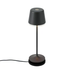 QAZQA Tischleuchte schwarz inkl. LED IP65 Wiederaufladbar mit Ladestation - Treble