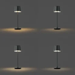 QAZQA Tischleuchte schwarz inkl. LED IP65 Wiederaufladbar mit Ladestation - Treble