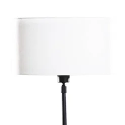 QAZQA Tischleuchte Schwarz mit ovalem Leinen-Schirm Weiß 35cm - Parte
