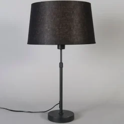 QAZQA Tischleuchte schwarz mit Schirm schwarz 35 cm verstellbar - Parte