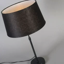 QAZQA Tischleuchte schwarz mit Schirm schwarz 35 cm verstellbar - Parte