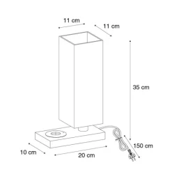 Trio Leuchten Tischleuchte schwarz mit schwarzem Schirm, Touchsensor und Wireless Charger - Romina
