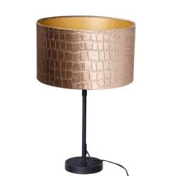 QAZQA Tischleuchte Schwarz mit Samt-Schirm Krokodil-Design 35cm - Parte