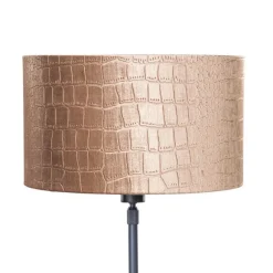 QAZQA Tischleuchte Schwarz mit Samt-Schirm Krokodil-Design 35cm - Parte