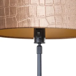 QAZQA Tischleuchte Schwarz mit Samt-Schirm Krokodil-Design 35cm - Parte