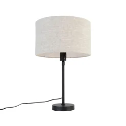 QAZQA Tischleuchte schwarz verstellbar mit Schirm hellgrau 35 cm - Parte