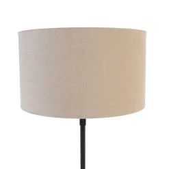 QAZQA Tischleuchte schwarz verstellbar mit Schirm hellbraun 35 cm - Parte